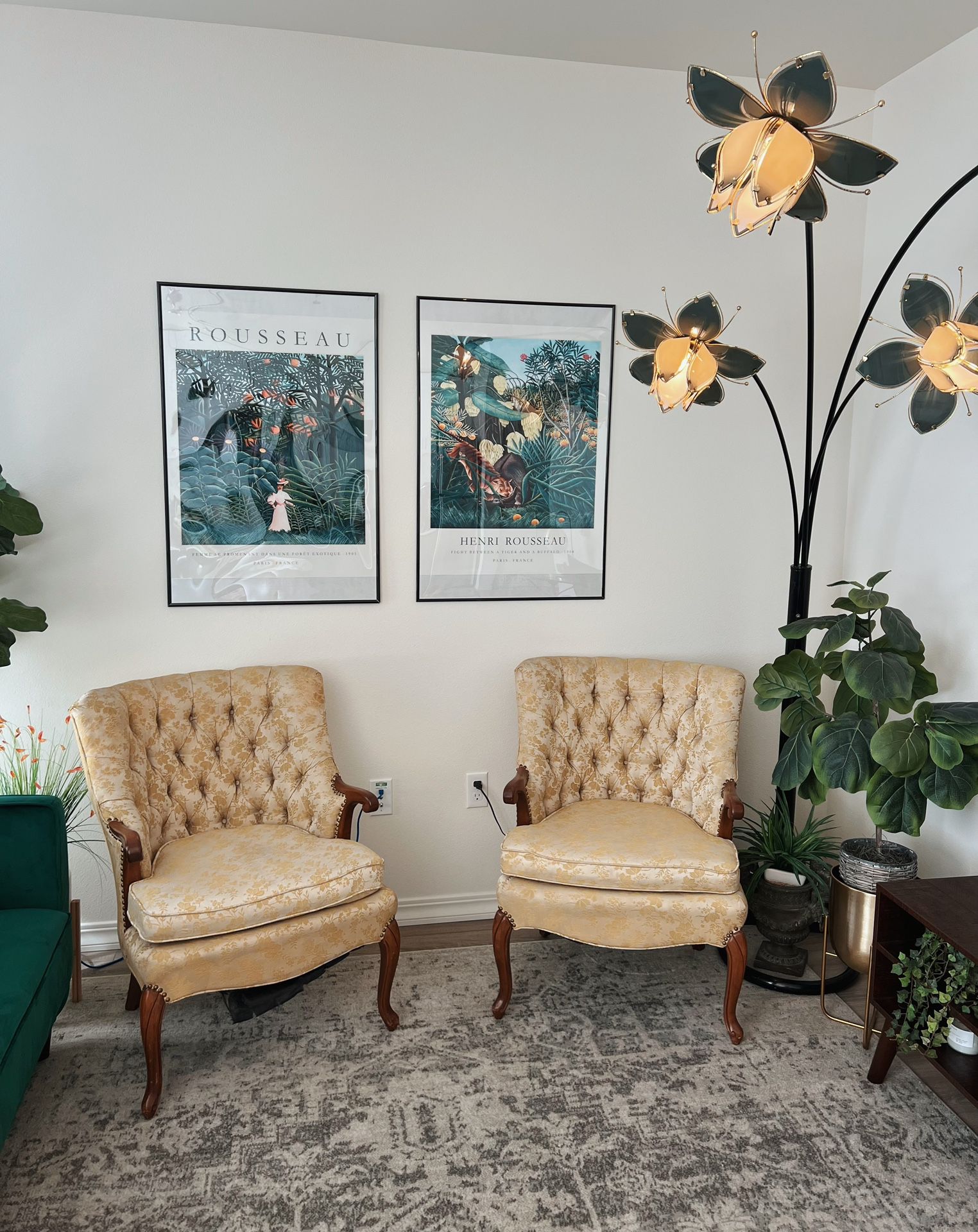 Vintage Floral Wingback Chairs 