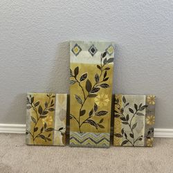 3 Piece Floral Canvas Set