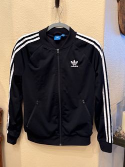 Adidas Women Black Track 3 White Stripes Jacket Size Medium