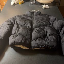 Black Puffer Jacket with Sherpa Lining