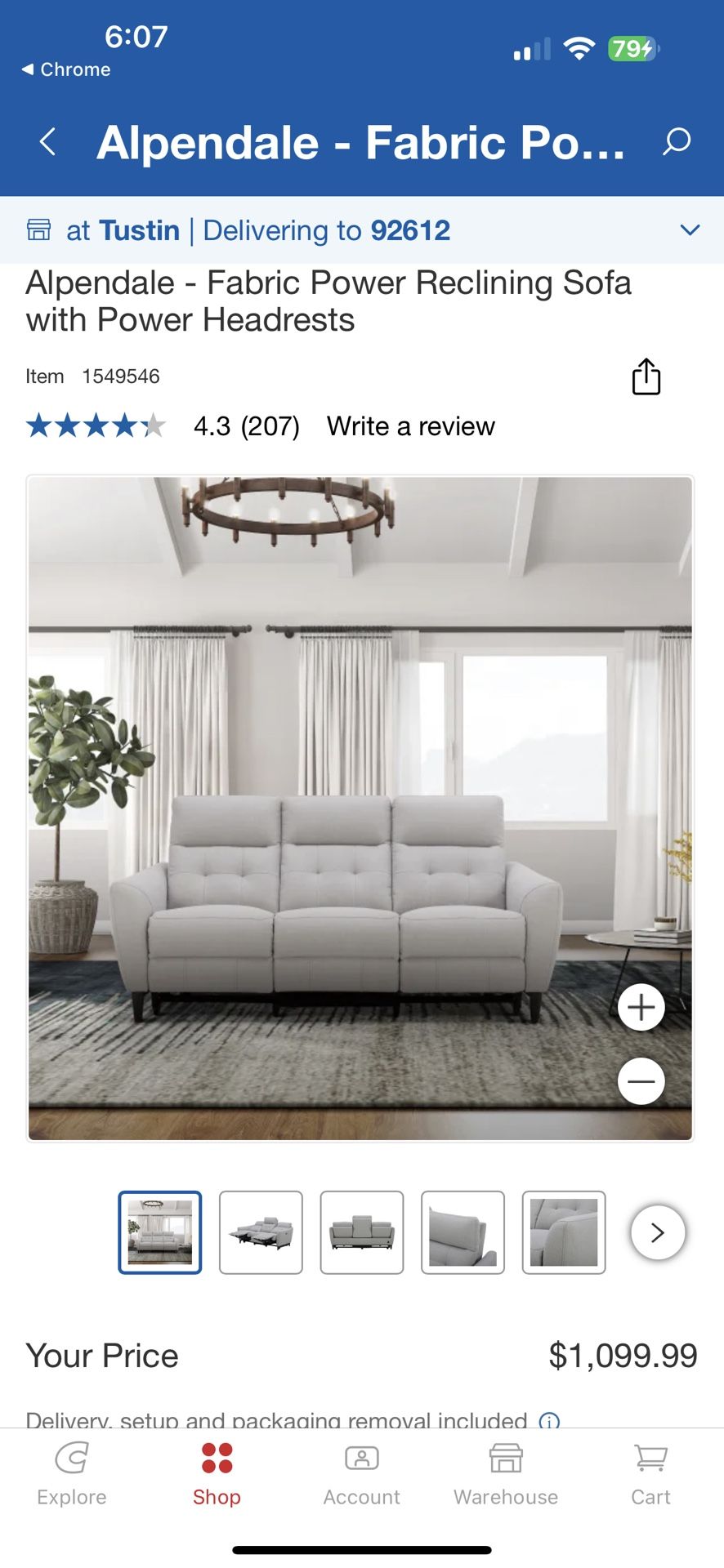 Recliner Sofa with USB Charger