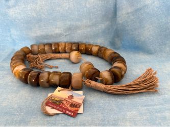 Handcrafted Bone & Resin Decorative Bead Garland with Tassels Farmhouse Boho Decor