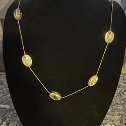 Vintage Silver Toned and Crystal Necklace 28 Inches 