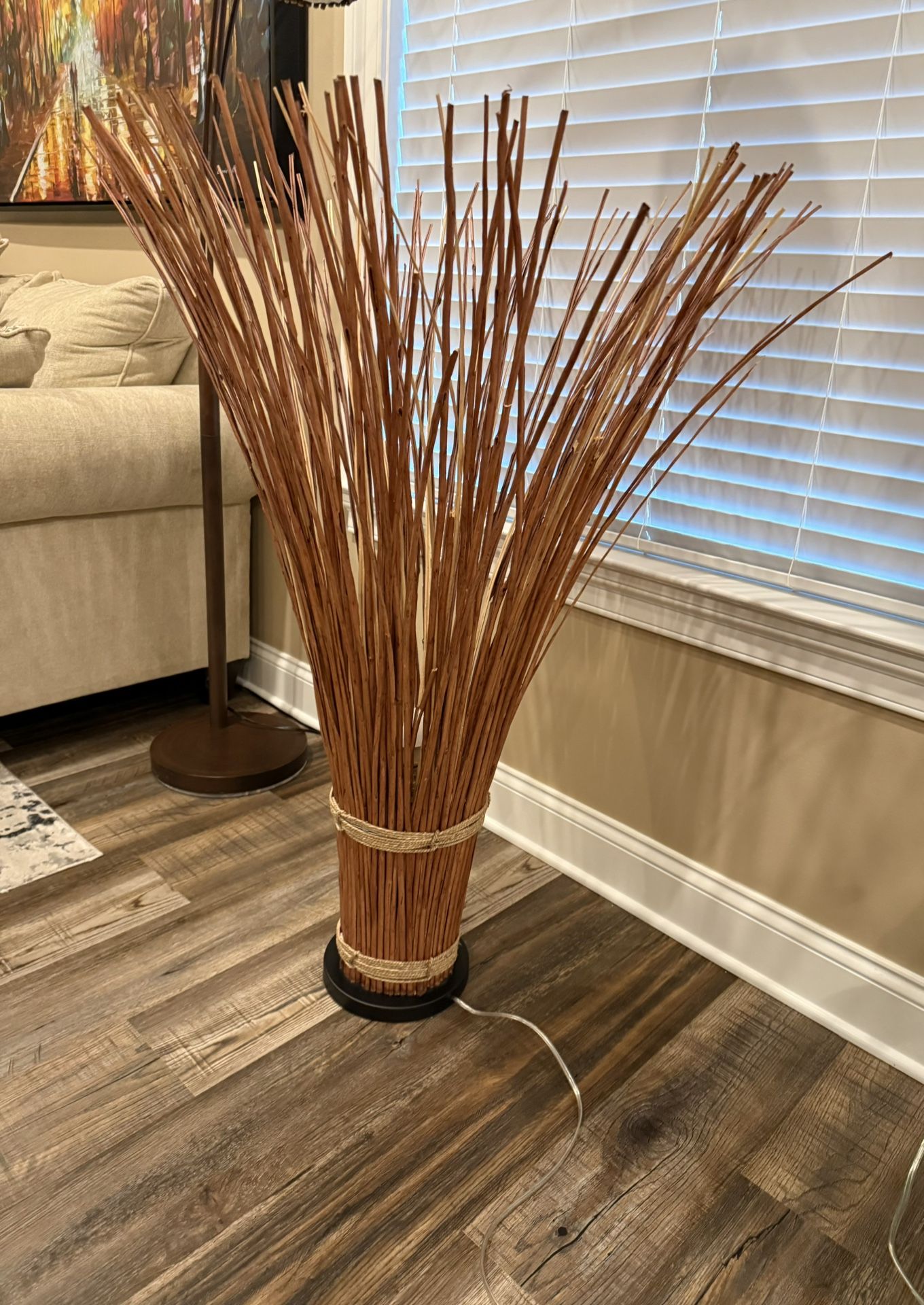 Wood Reed Floor Lamp