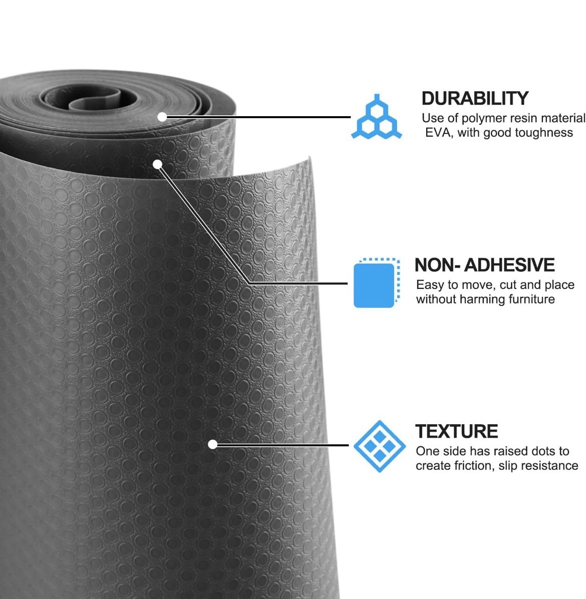 Shelf Liner, 17.7” x 25ft, Non-Adhesive, No Slip