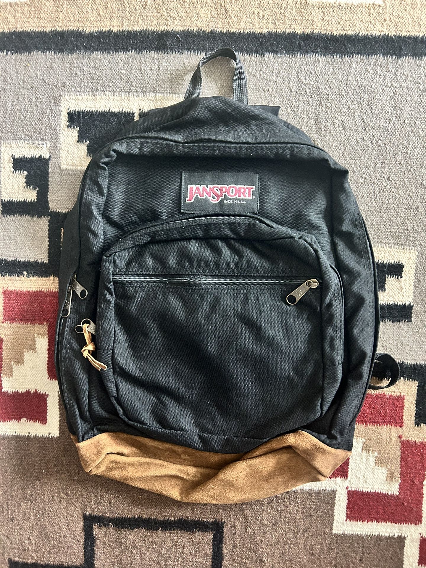 Vintage Jansport Backpack Leather Bottom Made In Usa
