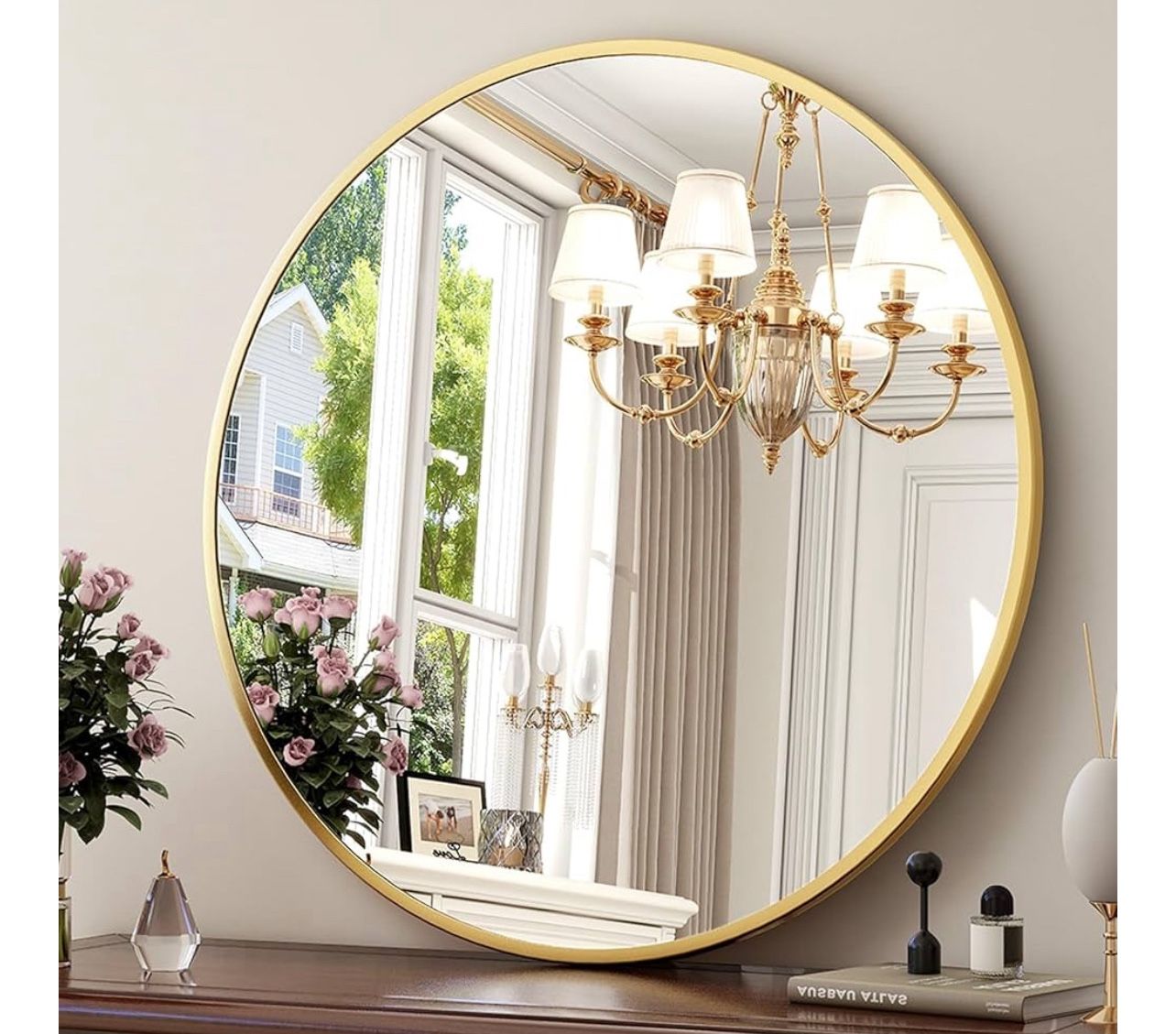 Round Gold Plated Mirror 24 Inches