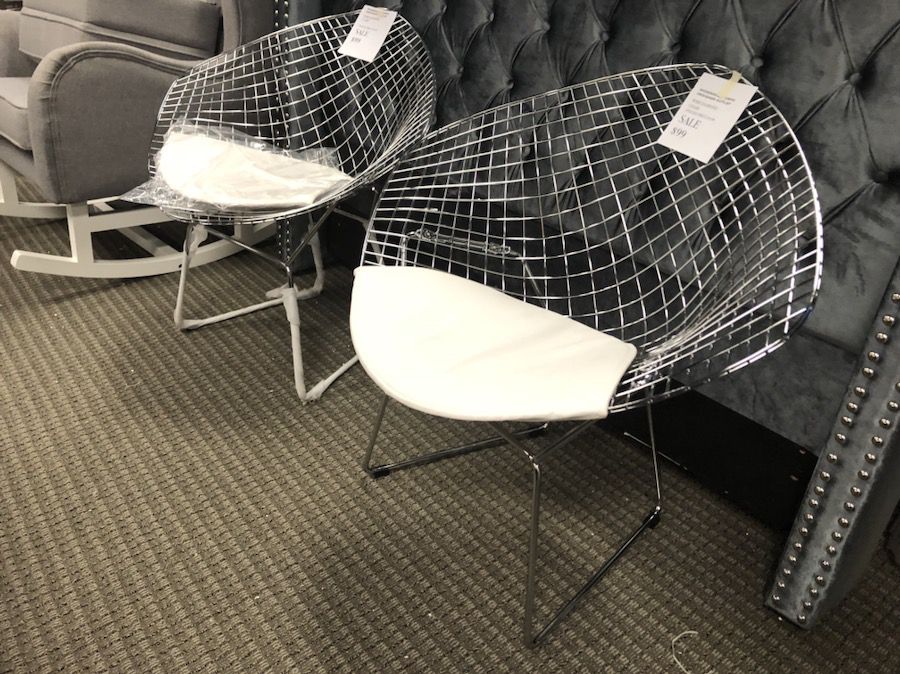 Set of 2 bertoia diamond accent chairs