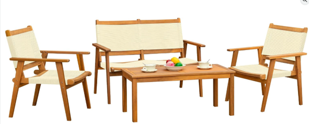 4 Pieces Acacia Wood Patio Set