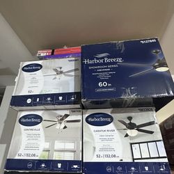 Bundle Deal: 4 Harbor Breeze Fans For Sale. New! 