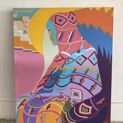 Large Modern Southwest Painting – Abstract Geometric Figure (30x40)