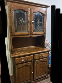 Oak Wood China Hutch Cabinet