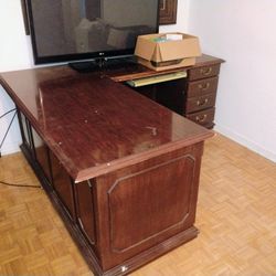 Estate Sale Cherry Wood L Shaped Desk