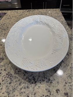 Oversized CWC Vintage White Stoneware Turkey Platter - Made in Italy - Huge 23" x 16.5"