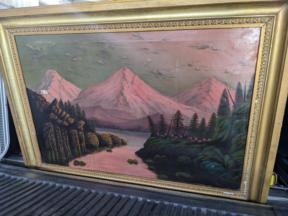 Oregon Three Sisters At Sunset Painting
