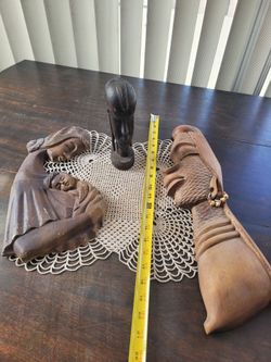 Hand-Carved Wooden African Art Set of 3