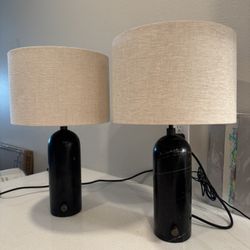 Space Copenhagen  Black Marble, Canvas Shade Lamps (Set of 2)