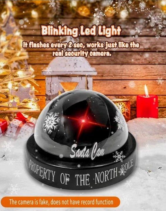 New. SANTA CAMERA. LET THE KIDS BE ON GOOD BEHAVIOR FOR SANTA WHEN THEY SEE THIS CAMERA THINKING SANTA IS WATCHING THEM. NEEDS 2 AA BATTERIES. SEE PHO