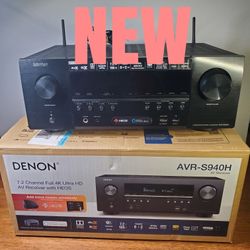 New Denon Bluetooth WI-FI Heos AVR S940H 7.2 Channel Home Theater Receiver With Remote AM FM WiFi 