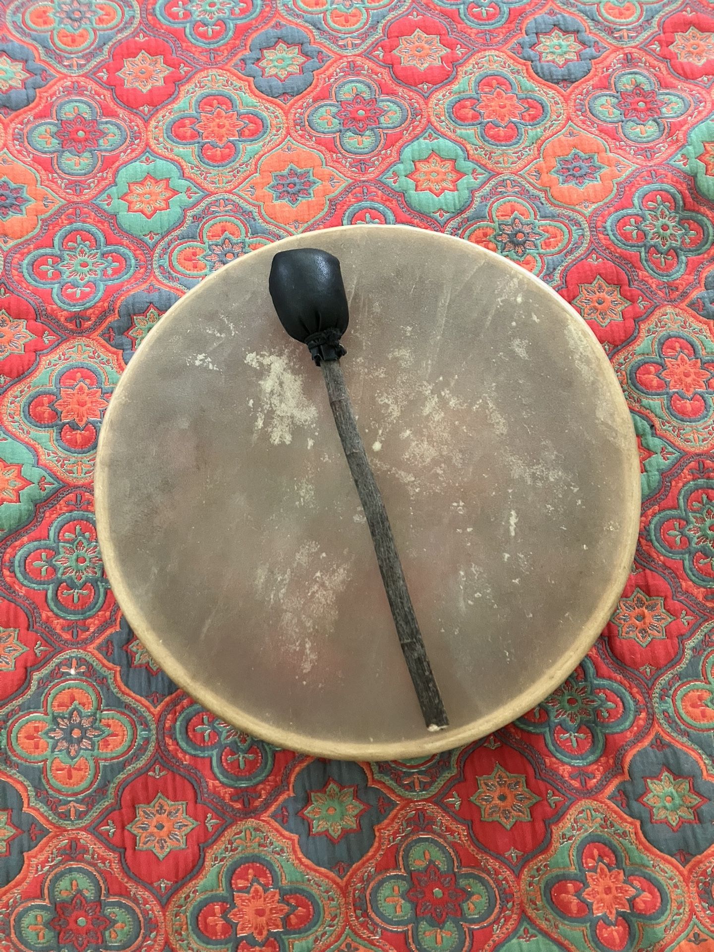 Handmade Native Drum Buffalo Hide Round 14” With Drum Beater. Moving Sale! Cash only , Firm on price