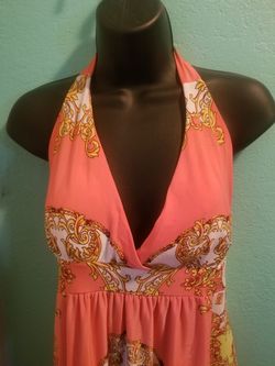 Cute Orange Coral Color Summer Dress..size large womens..Brand New!