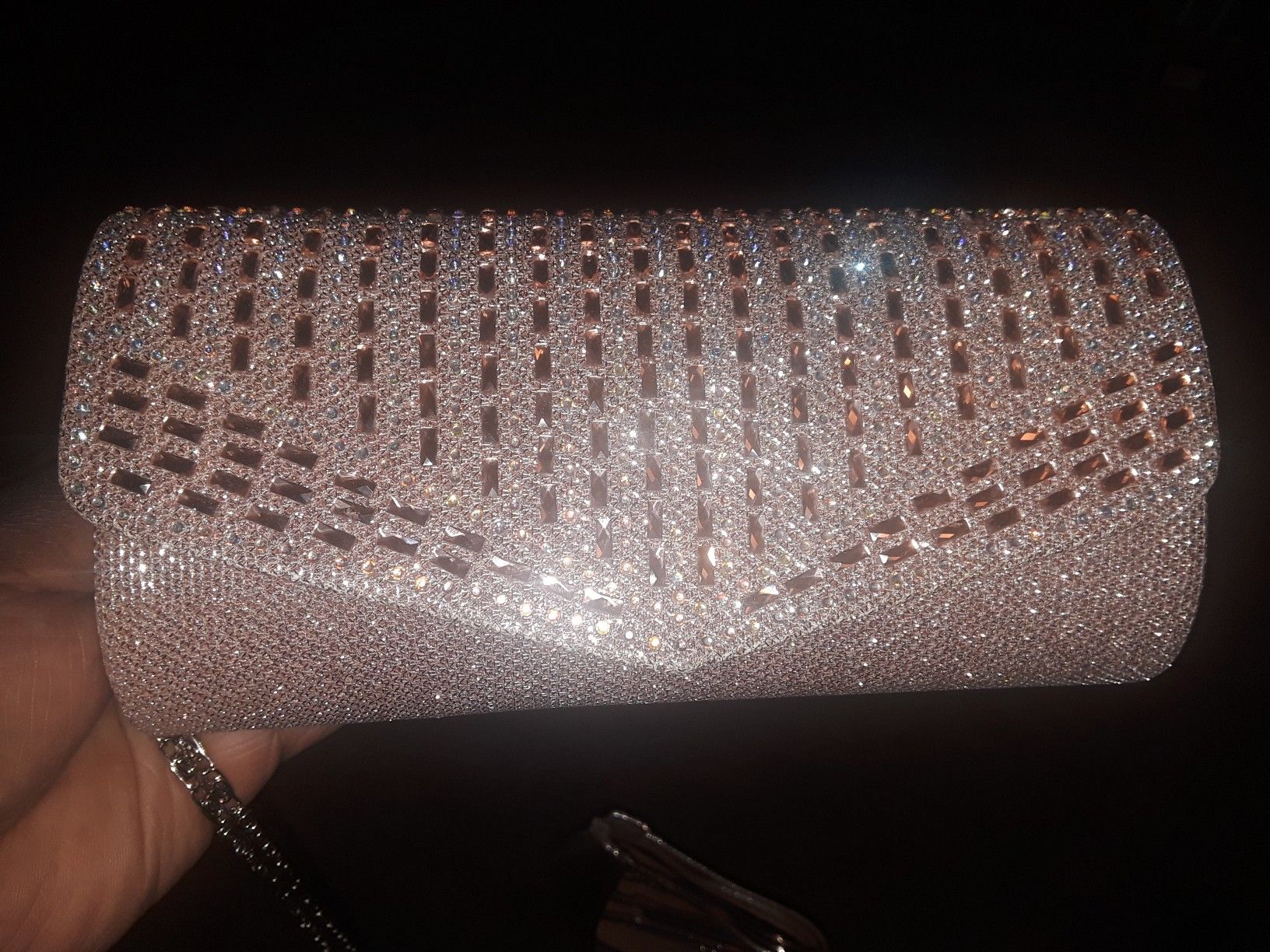 Rose gold heels and clutch sz 10