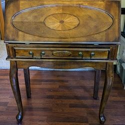 Wooden Drop-Front Writing Desk w/Matching Chair - Mid-Century Style