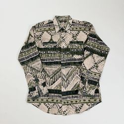 VTG Ruddock Bros Shirt Button Down Multicolor Aztec Western Brushpopper XL