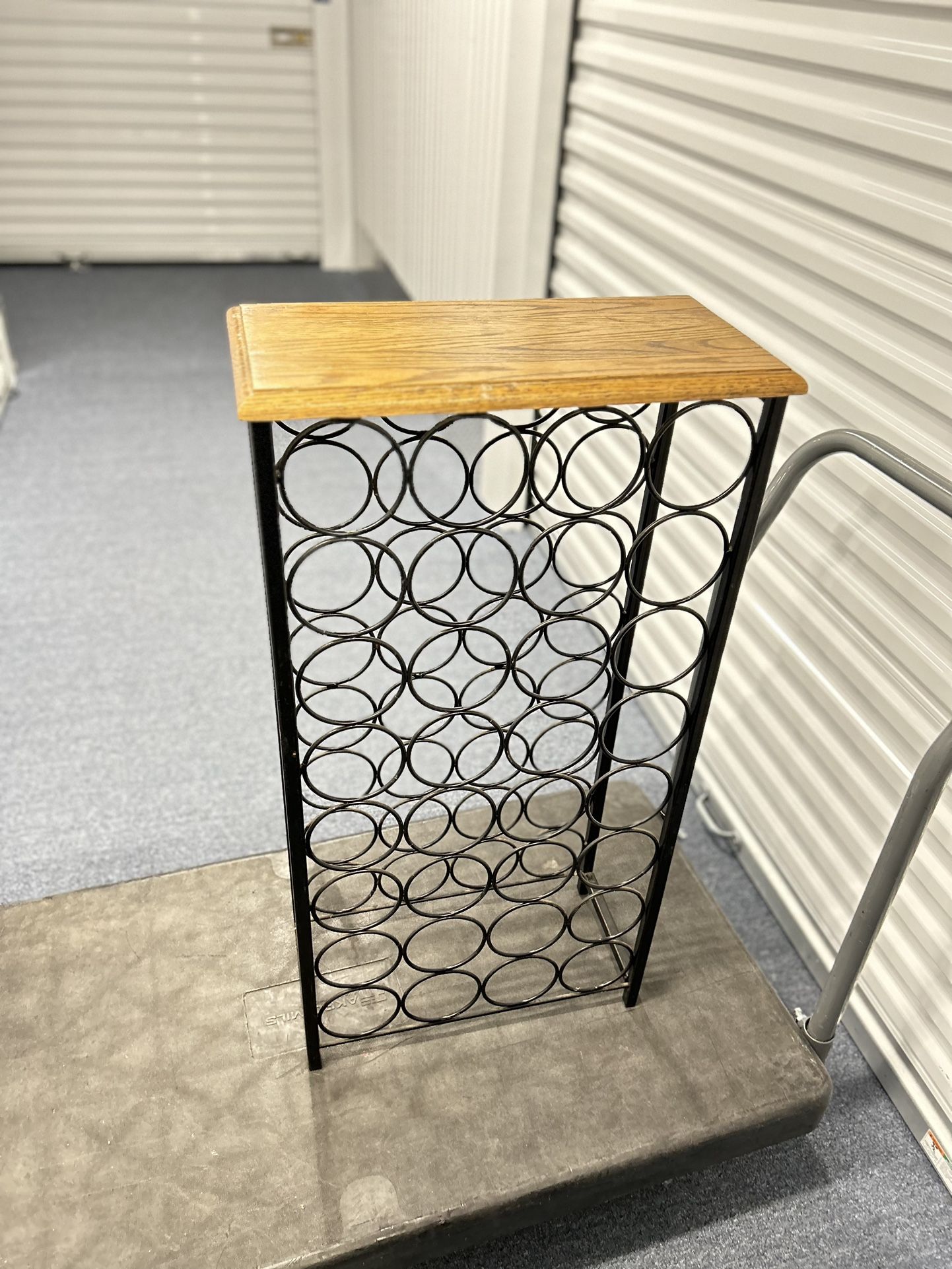 32 Bottle Wine Rack With Wood Top Accent Table