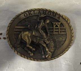 1980 Brass All Around Cowboy Oklahoma Western Horse Belt Buckle