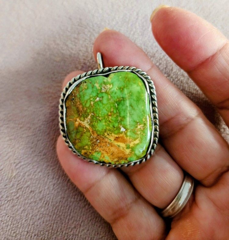 MARTY MONTE Signed Turquoise Chunk Pendant 