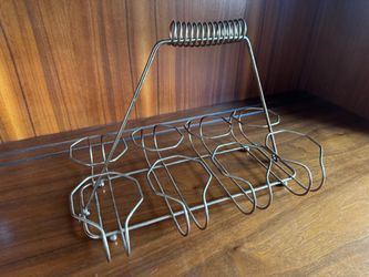 Vintage Barware Mid Century Modern MCM Drink Beverage Caddy 8 Slots Gold Tone
