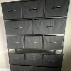 WLIVE 8 Drawer Dresser for Bedroom, Fabric Black Dresser with Large Storage Drawer Unit for Entryway, Chest of Drawers for Living Room 