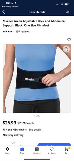 Mueller Green Adjustable Back and Abdominal Support, Black, One Size Fits Most