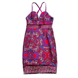 Akira Multicolor Floral Geometric Strappy Mini Dress size Small