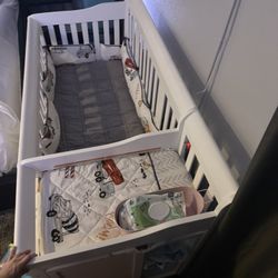 Storkcraft Portofino 5-in-1 Convertible Baby Crib and Changer- White