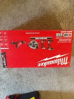 Milwaukee M18 18-Volt Lithium-lon Brushless Cordless Combo Kit (4-Tool) with 2-Batteries, 1-Charger and Tool Bag Store SKU# 1010-615-542