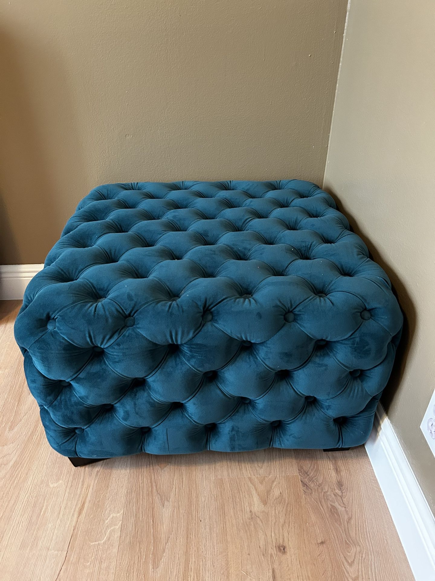 Square Ottoman Bench- Piper Tufted Dark Teal
