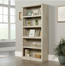 5 Shelf Chestnut Finish Bookcase for Living Room