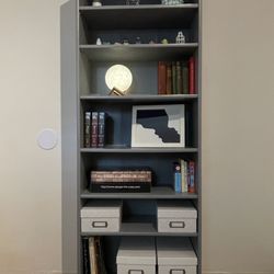 Refinished Modern Gray Bookcase - 6 Feet Tall