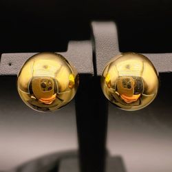 18k solid yellow gold hollow ball stud earrings