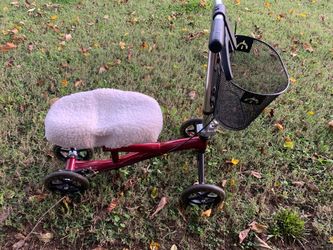 Roscoe Medical Knee Walker Scooter with Basket and Padded Seat, Burgundy