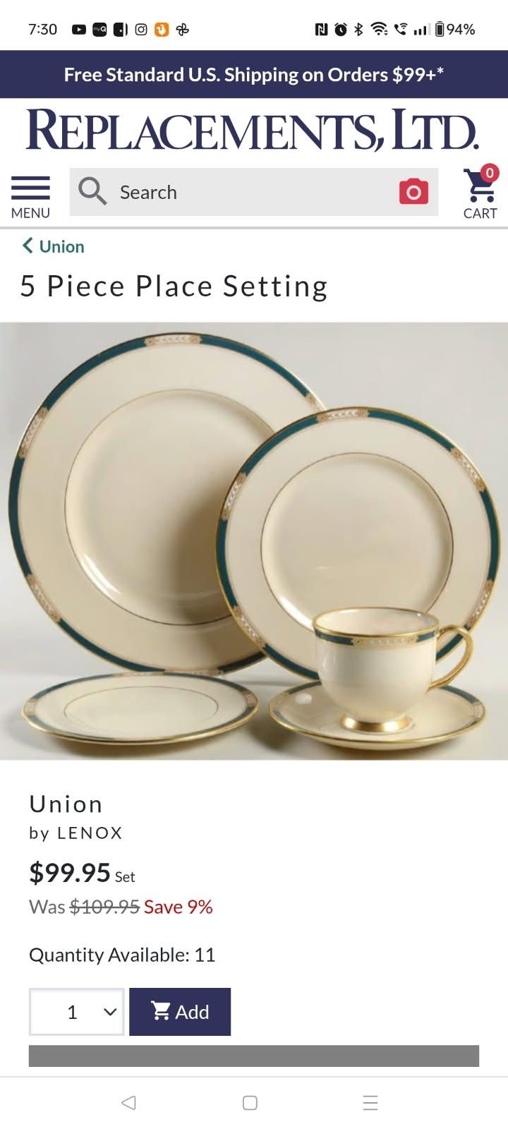 Lennox Fine China $35 A Place Setting 6 Pieces