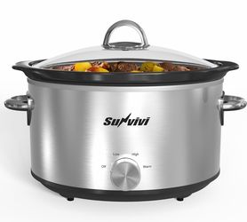 NEW 4QT Slow Cooker & Mini Food Warmer with Removable Ceramic Pot, 3 Heating Settings