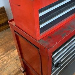VINTAGE 1990’s CRAFTSMAN USA RED ROLLING CABINET TOOL CHEST BOX 