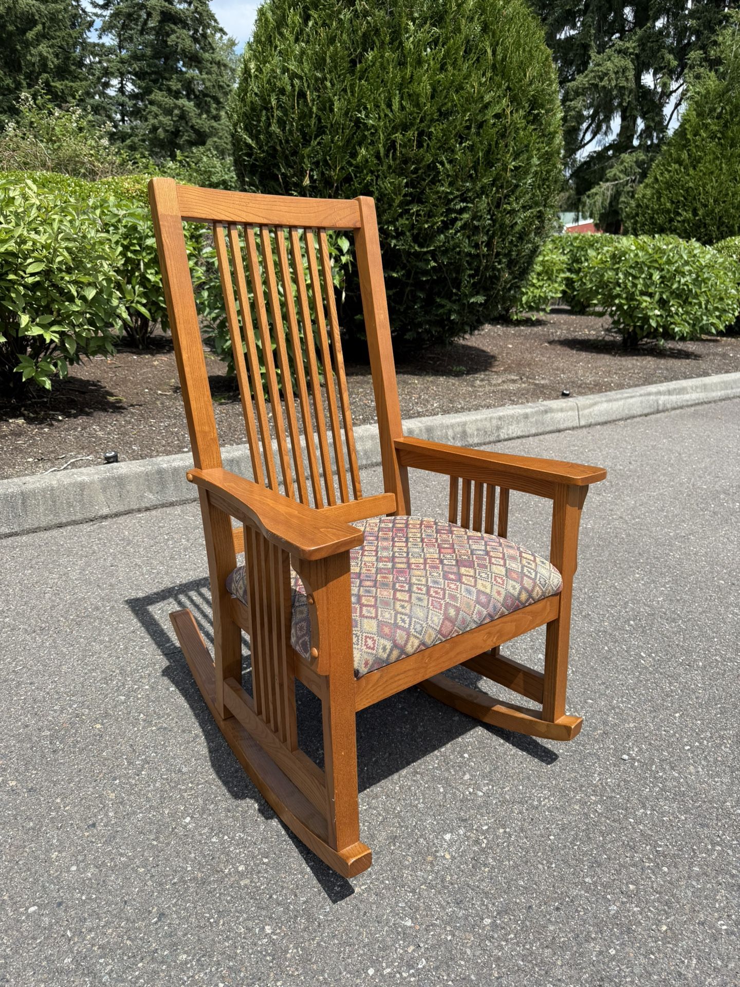 Oak rocking chair. A real tree. Antique rocking chair. Mid-century