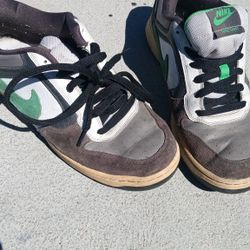 Nike Skeet Skateboard Shoes 324957-031 Men US Size 10 Grey White Green Swoosh  