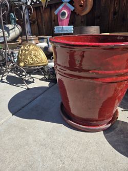 Large Red Ceramic Planter