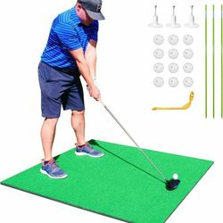 Premium Quality Golf Practice Hitting Mat, 3 Alignment Sticks, Training Aid, 12 Practice Balls, 3 Mat Tees