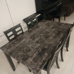 Grey/Black Marble dining table and chairs